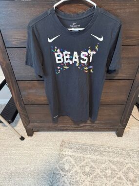 Nike Black 'BEAST' Short Sleeve Graphic Tee with Multicolor Accents